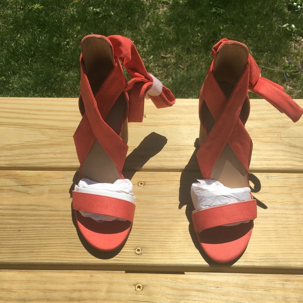 Call It Spring Defuria Ankle Wrap Sandal Orange 9 - Picture 12 of 14